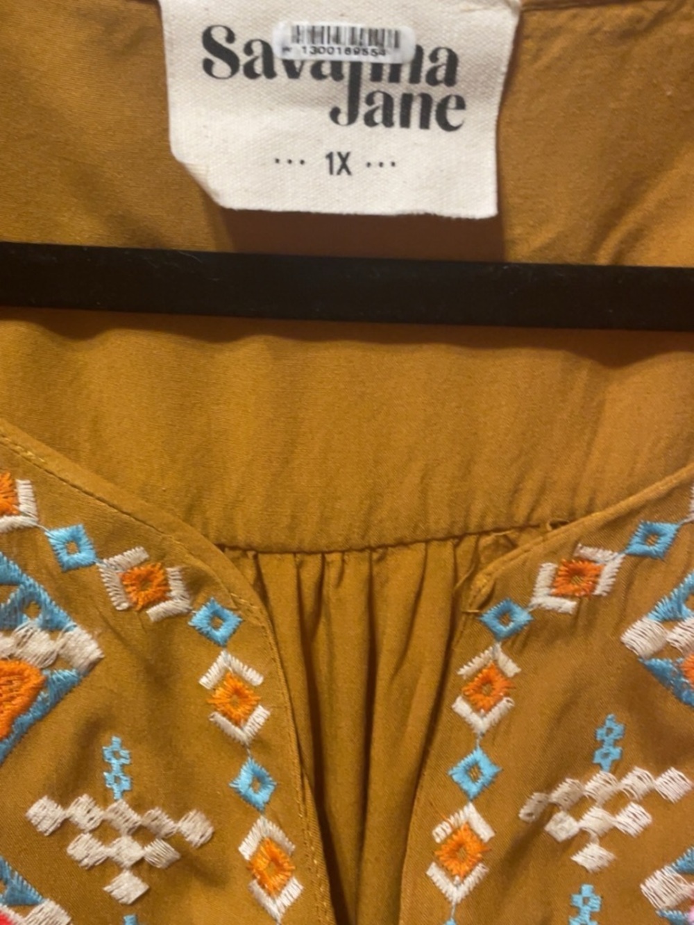 Savanna Jane Mustard Floral Embroidered Blouse - Picture 3 of 4